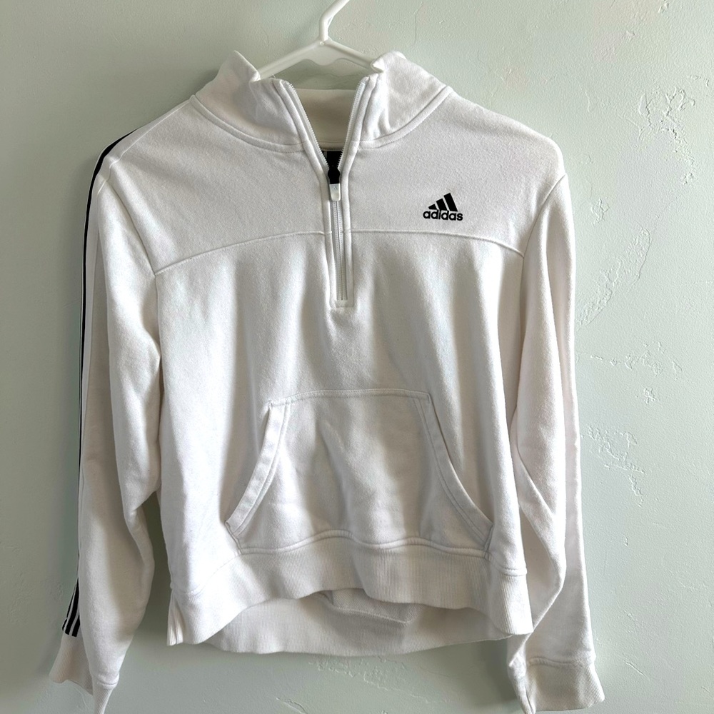 White Adidas Crop Sweatshirt